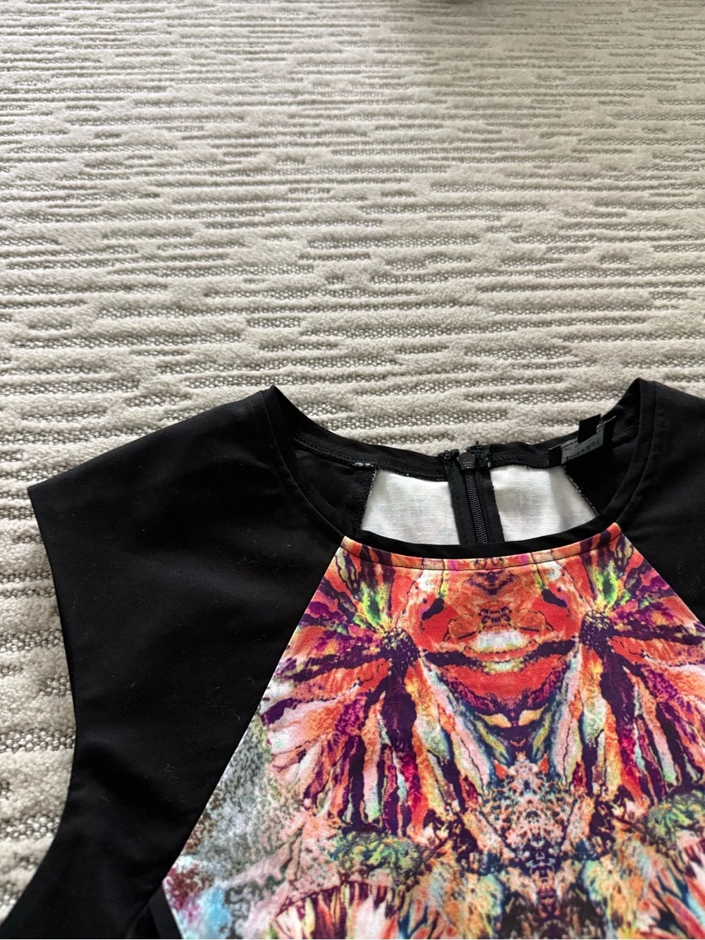 Bardot Black Panel Floral-Print Midi Dress